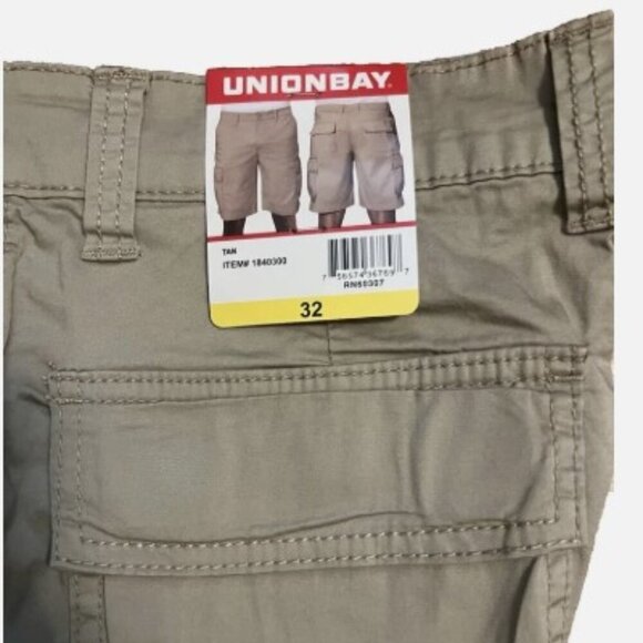 NEW UNIONBAY Men's Relaxed Fit Flex Waist Cargo Short - Tan Sz 32 - Picture 3 of 6